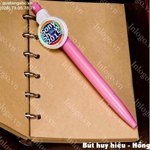 In hình lên bút bi huy hiệu but bi huy hieu